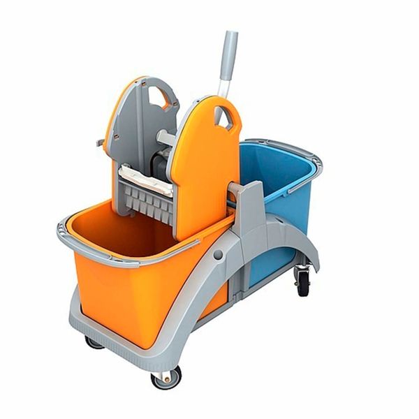 Rengøringsvogn i plast  M/ presse