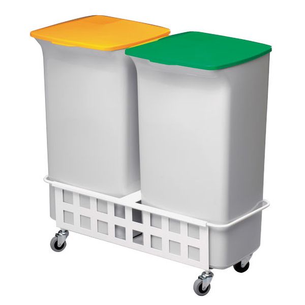 Affaldsspande inkl. vogn, 40L, grå