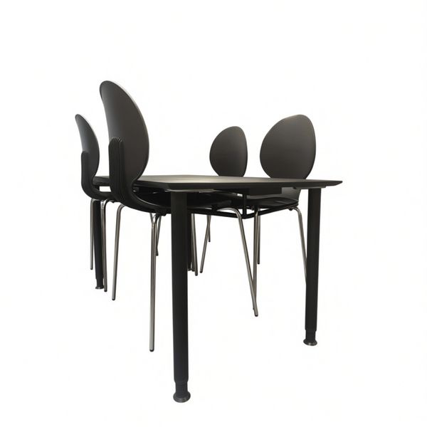 Bordsæt m. 4 stole og ophæng, antracit