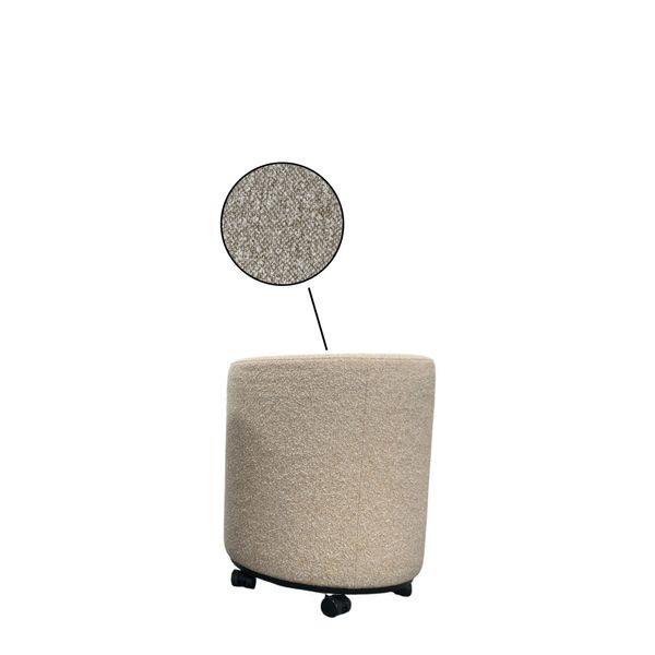 Round Pouf, Beige og Hvid