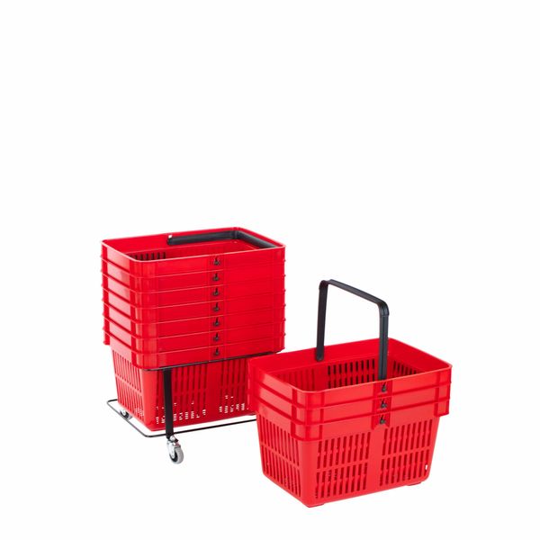 Indkøbskurv 27 liter, 10-stk. + vogn