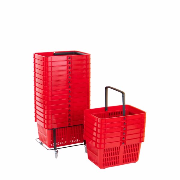 Indkøbskurv 27 liter, 22-stk. + vogn