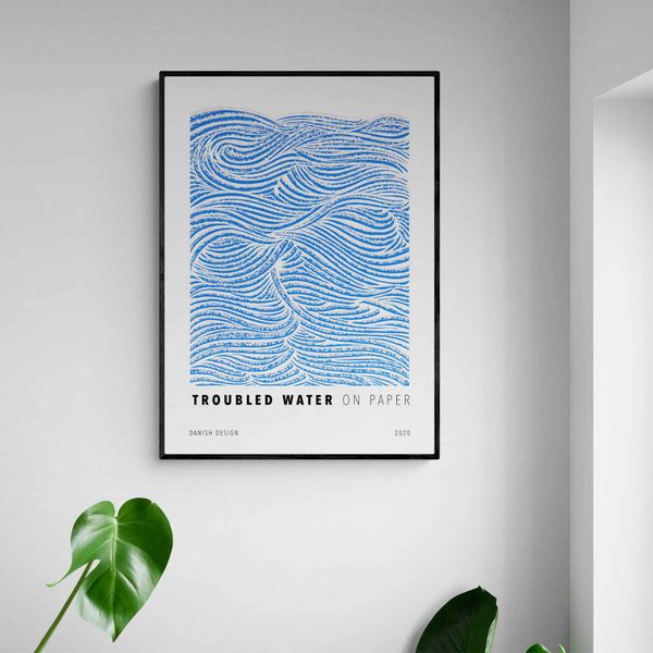 Akustik billede Troubled Water Blue 80x112 cm