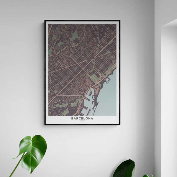 Akustik billede Barcelona kort 80x114 cm