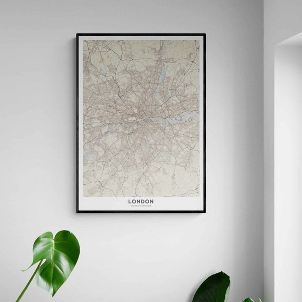 Akustik billede London kort 80x114 cm