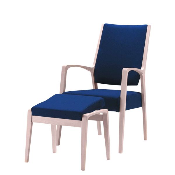 Hvilestol 7030 + skammel 7008, eg/blå