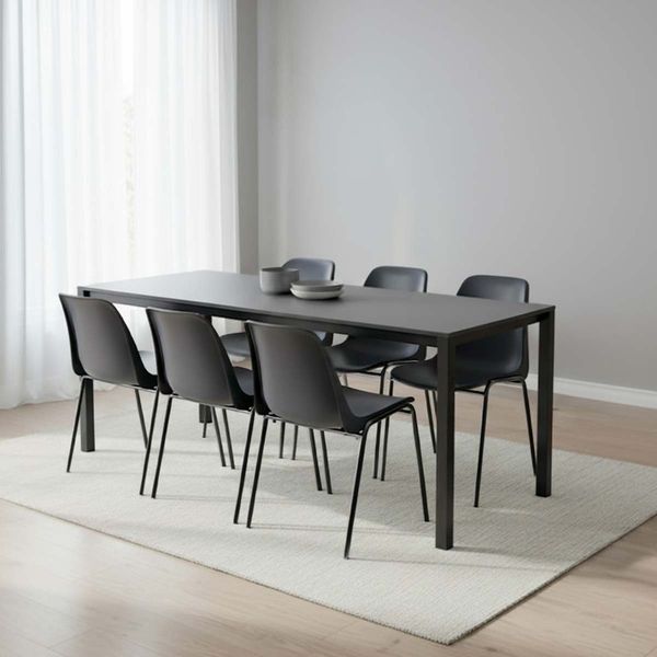 Kantinebord 80x180 bord Oporto Base X m. 6 Oporto Xtra stole