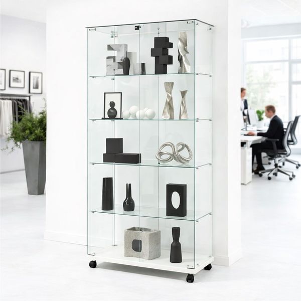 Glasvitrine Trento 2, m/glastop, hvid