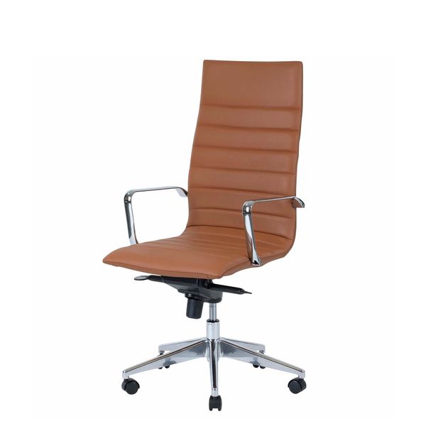 Kontorstol Prestige høj ryg, cognac brun