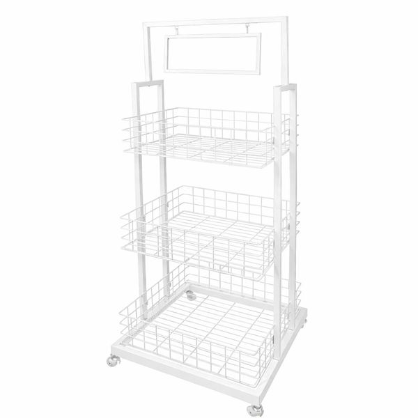 Salgsstativ m. 3 kurve, hvidlakeret
