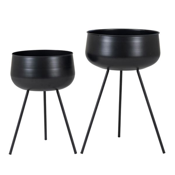 Blomsterstandere i stål FLOW 2 stk. sort